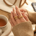 Minimalist 18K Gold Plated Stackable Ring INS Fashion Design Jewelry Hollow Out Adjustable Open Ring Set for Women