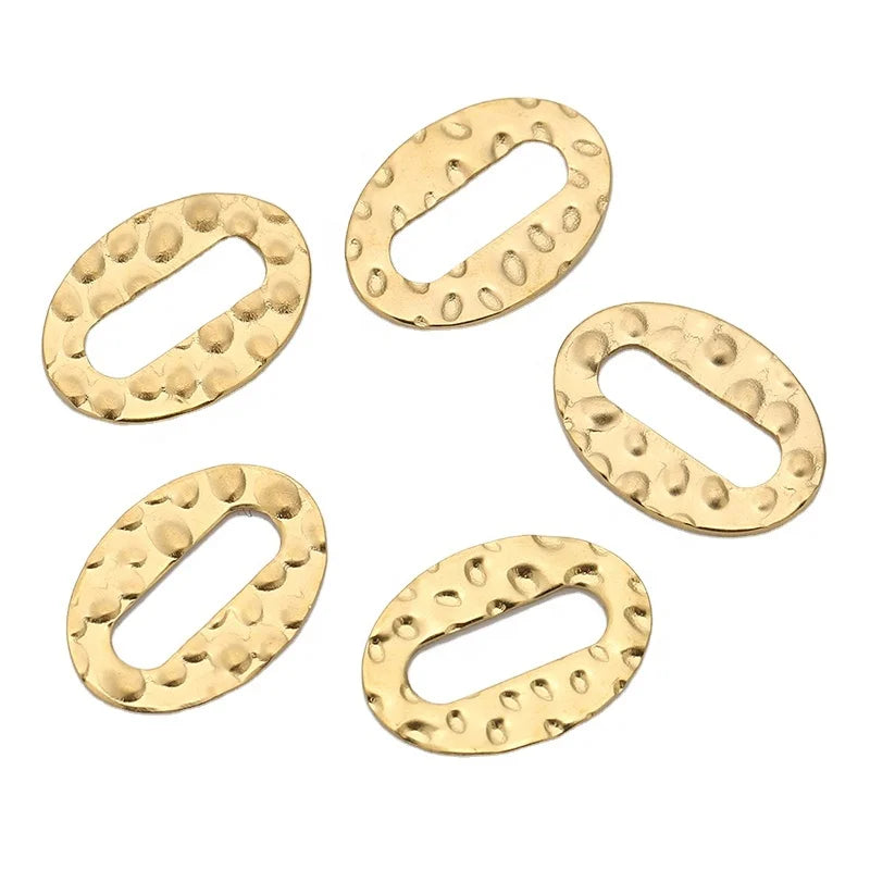 Hammered Hollow Oval Charms Pendants DIY Jewelry Earrings Findings Necklace Making Bracelet Supplies Connector