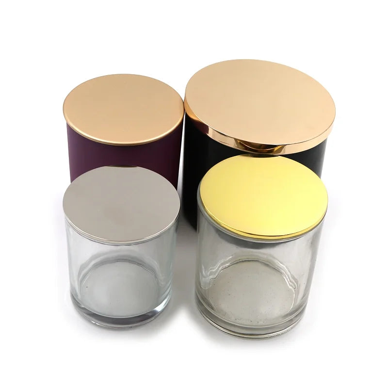 Designer Gold Lid Candle Jar Black Gold Metal Candle Jar Lid Tin Metal Candle Lid