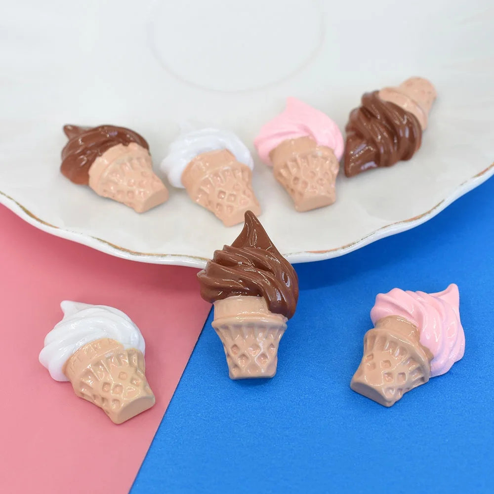Kawaii Simulation Ice Cream Resin Flatback Cabochon Miniature Food ToysFor DIY Phone Case Decoration