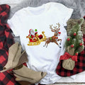 Merry Christmas Women's Fashion Santa Claus with Deer Women O-Neck Top Girls Lucky Deer T-shirts Harajuku Short Sleeve Casual