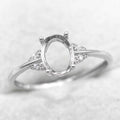 Sterling Silver 6*8mm Semi Mount Ring Empty Frame Blank Support Claw Setting S925 Base Holder Without Center Stone for DIY Inlay
