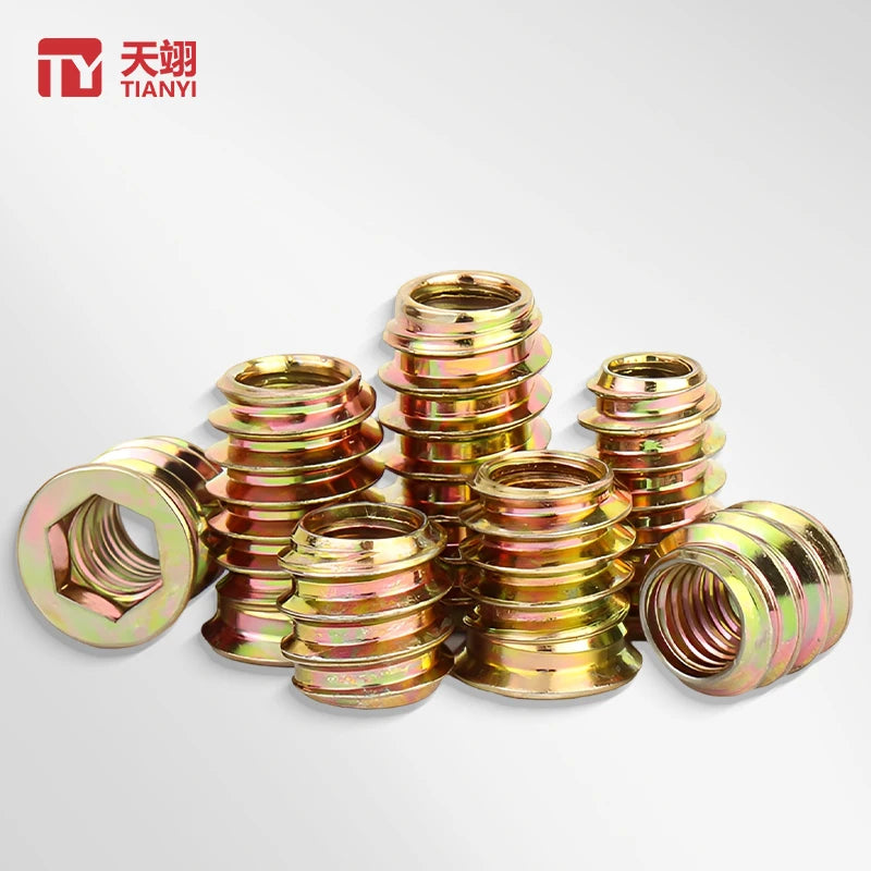 Hexagon Socket Thread Insert Flange Nut Iron M6 M8 M10 Galvanized Internal/External Thread Waterproof Durable Bathroom Dining