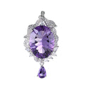 Elegant 925 Sterling Silver Natural Amethyst Pendant Rhodium Plated for Women's Fine Jewelry Pendants for Gift