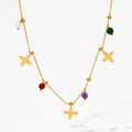 Trendy Bohemian Beaded Colorful Natural Stone Gold Plated Stainless Steel Waterproof Charm Necklace Jewelry Tarnish Free for
