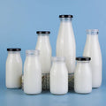 Wholesale Custom Printing 200ml 250ml 500ml Glass Milk Bottle Cup Water Bottle Juice Beverage Bottles with Metal Lid