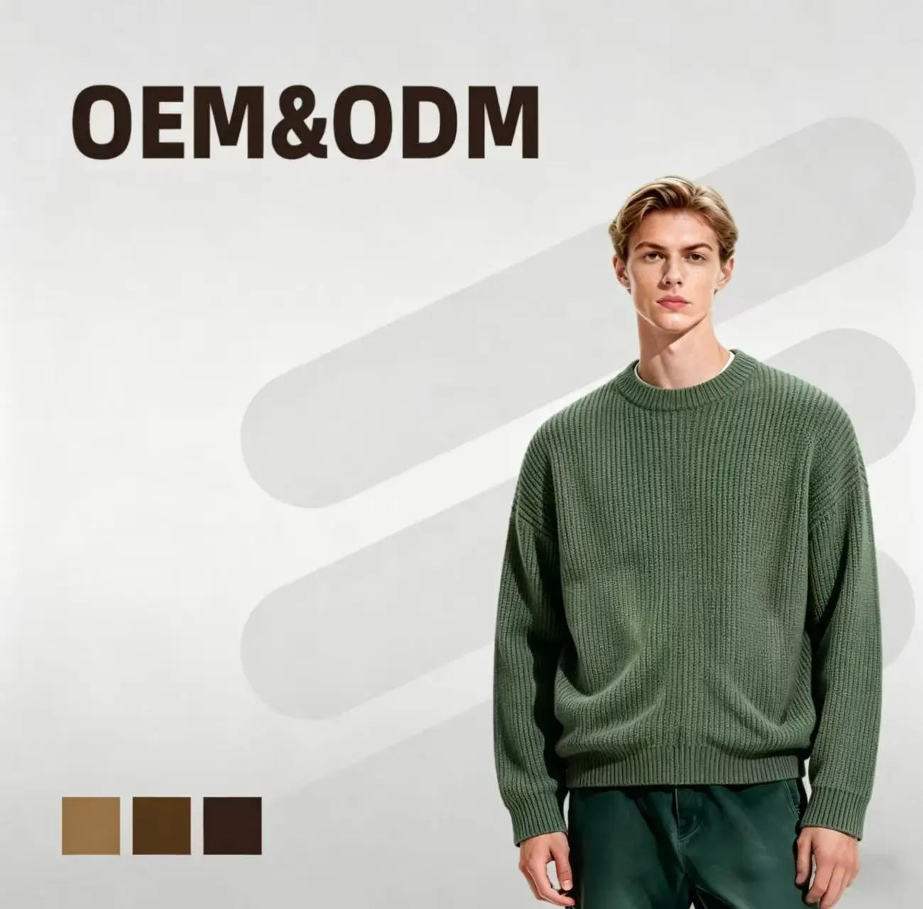 ODM Knitted Pattern Autumn Winter Korean Fashion Men's Solid Color Sweater Loose Thickened
