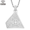 Top Icy Hip Hop Jewelry All-seeing Eye Diamond Pendant  Iced Out Cubic Zircon Eye of Providence Necklace for Men and Women