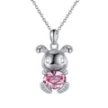 RINNTIN SSWN19 Fine Sterling Silver 925 Jewellery Animal Crystal Necklace Pink Crystal Rabbit Necklace for Women