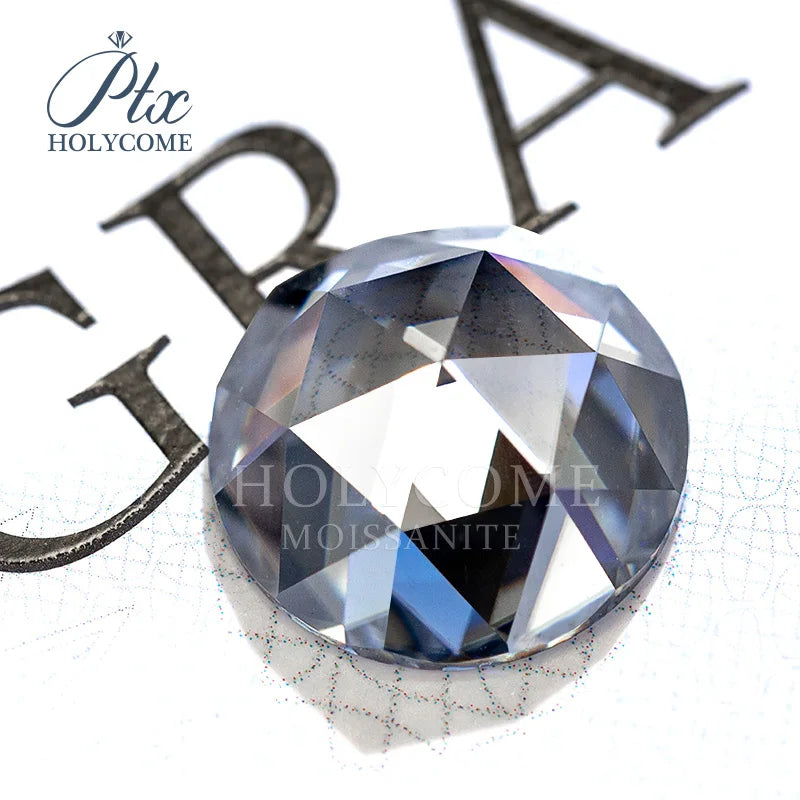 2024 Holycome VVS1 Certificate Flat Back Rose Cut Round D Grey Green Champagne Vivid Blue Aquablue Color Jewelry Moissanite