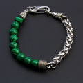 Men's Volcanic Stone tiger Stone Stainless Steel Chain  Bracelet 8 mm Beads Jewelry for Boys