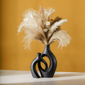 Large Size Nordic Frosted Snuggle Shape Living Room Porcelain Decor Accessories Set Flower Vase Black Ceramic Vase
