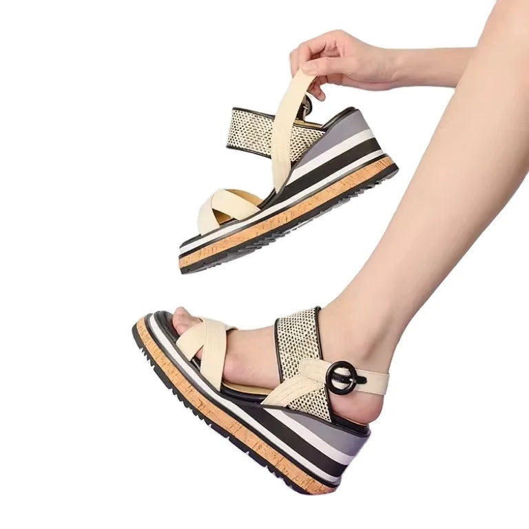 Women's Casual Outdoor Summer Spring Evergreen Comfort Wedges Heeled Sandals 2024 Waterproof