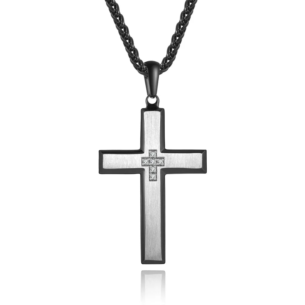 Fashion Jewelry Stainless Steel Men Necklace Pendant Cross Punk Necklace for Men Ladies Couple Necklace