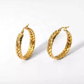 PVD 18k Gold Plating Stainless Steel Blank Twisted 7mm Width Big Hoop Gypsy Earrings