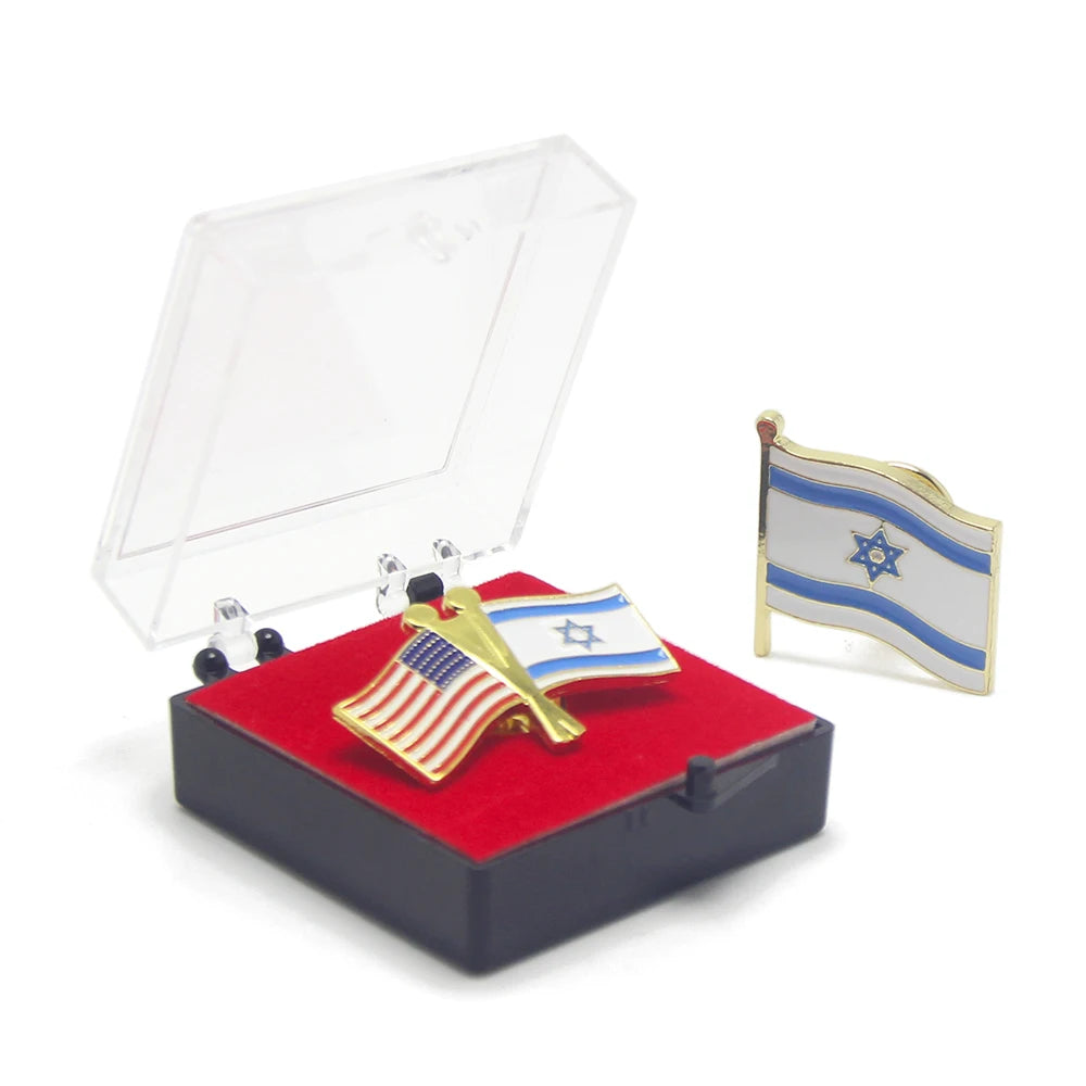 Israel US UK Germany Flags Meeting Lapel Pin Badge Peace Souvenir Gifts Israel Jewish America Brooch Cockade Metal Israel Pin