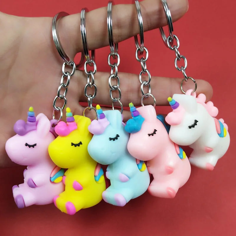 Wholesale Key Bag Charms Cute PVC Unicorn Keychains for Women Girls