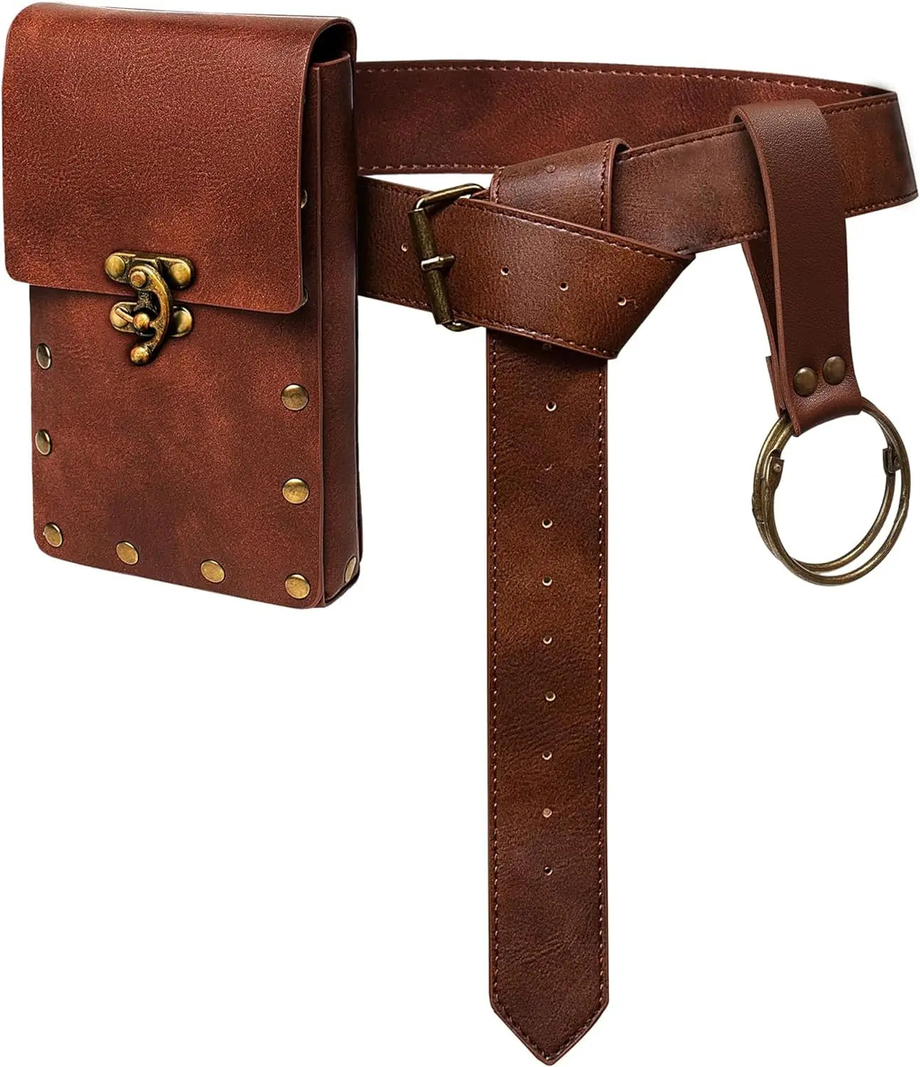Medieval Renaissance Waist Ring Belt Waist Pouch Bag Costume Viking Knight Pirate Cosplay Leather Retro Pockets