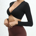 Custom Women Long Sleeve Cropped Tops Breathable Outdoor Athletic Workout Athletic Sports Yoga Gym Crop Top