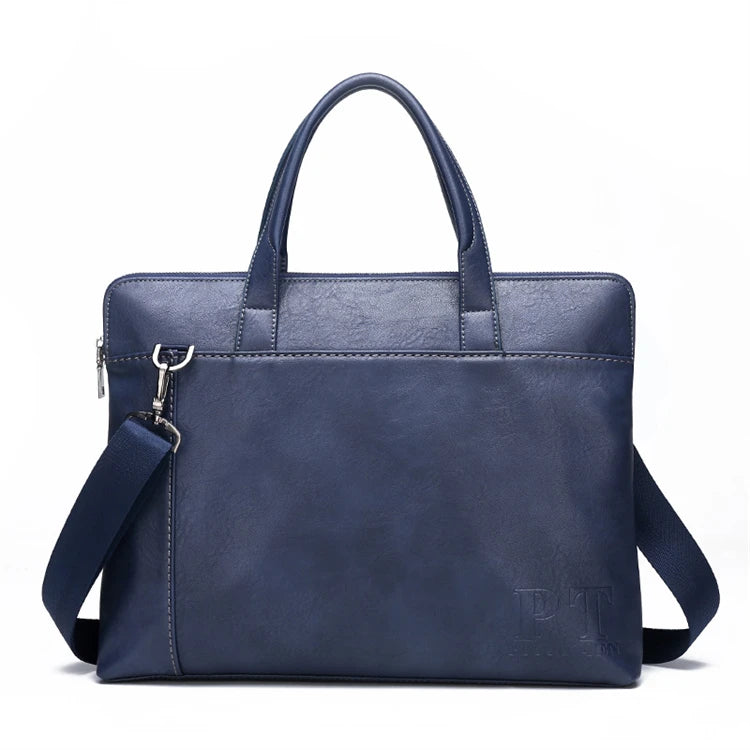2024 Office Slim Leather Men's Simple 14 Inch Messenger Laptop Bag