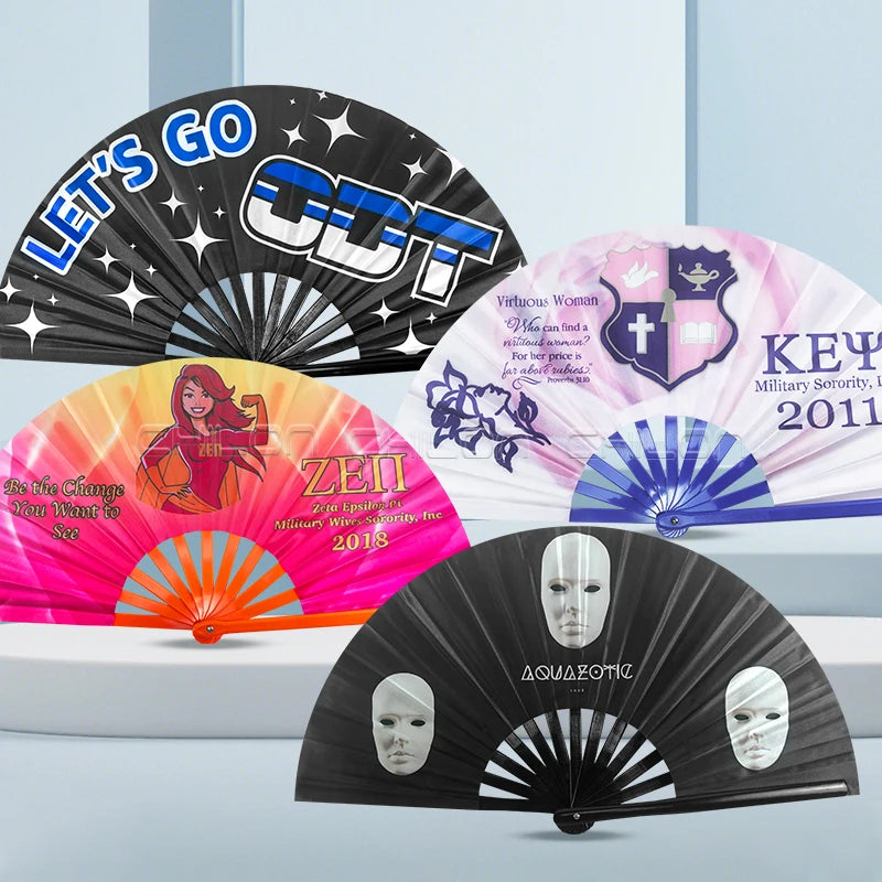 Big Chinese Chromatic Addict Festival Rave Hand Fan Clack Fan