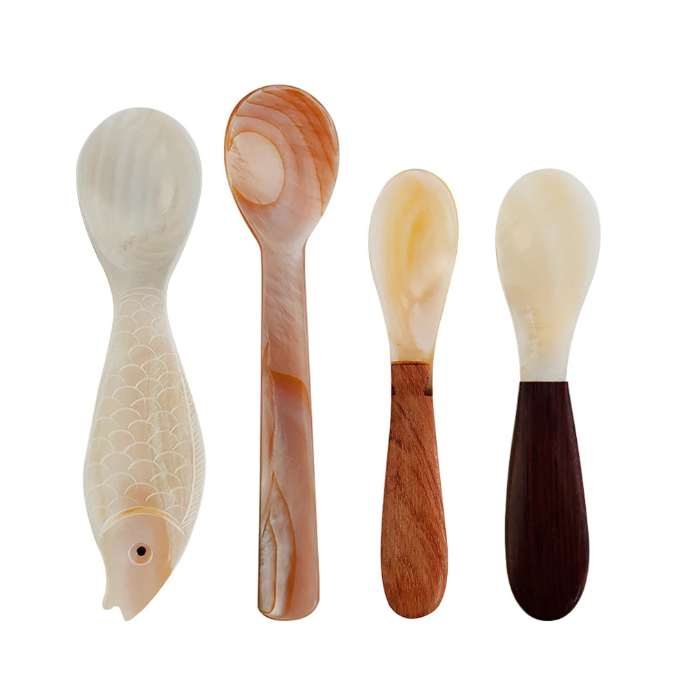 New Style Sustainable Elegant White Mother of Pearl Spoon Coffee Natural Shell Spoons Mix Size 10/13cm