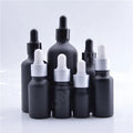 Dedicated Matte Frosted Black Glass Bottle with Cardboard Tube Serum Measuring Cosmetic Packaging Beard Oil Glass Dropper