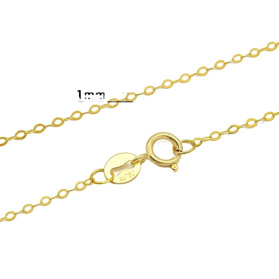 Hot Selling Genuine Ouro 18k Original Gold Au750 Real Gold Shiny O Necklace Solid Pure 18K Gold Flat Cable Chain Jewelry