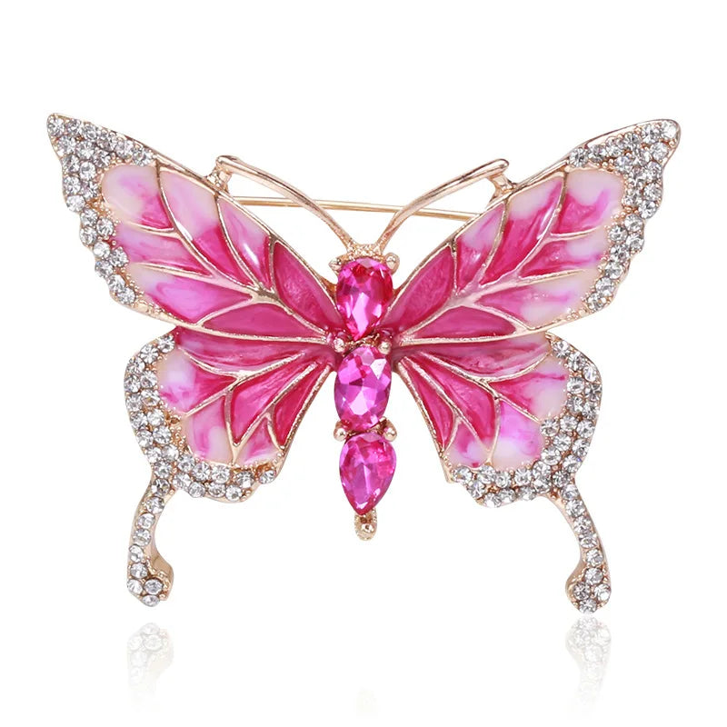 Luxury Fashion Jewelry Custom Crystal Enamel Butterfly Pins Brooches for Women Gifts Rhinestone Brooch Clothes Scarf Buckle Pin