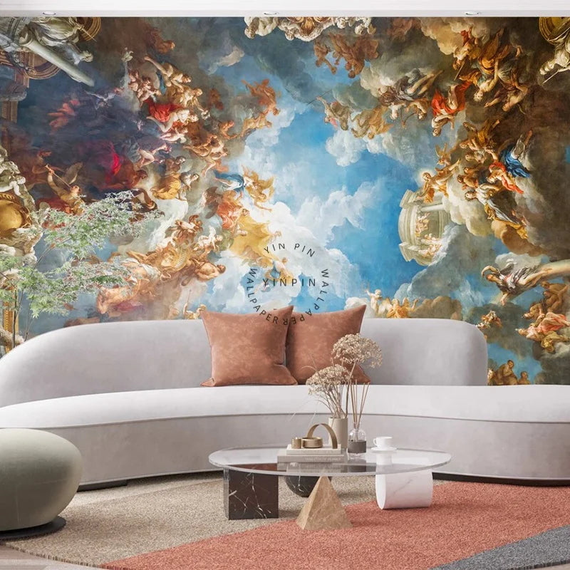 Renaissance Olympian Mural Luxury Modern Silk Waterproof Moisture-Proof Wallpaper European Style Home Decoration