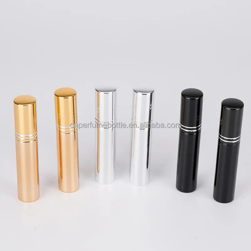 MUB Supplier Offers 10ml Round UV Glass Bottle with Aluminum Lid Gold Toned Refillable Perfume Spray Bottles