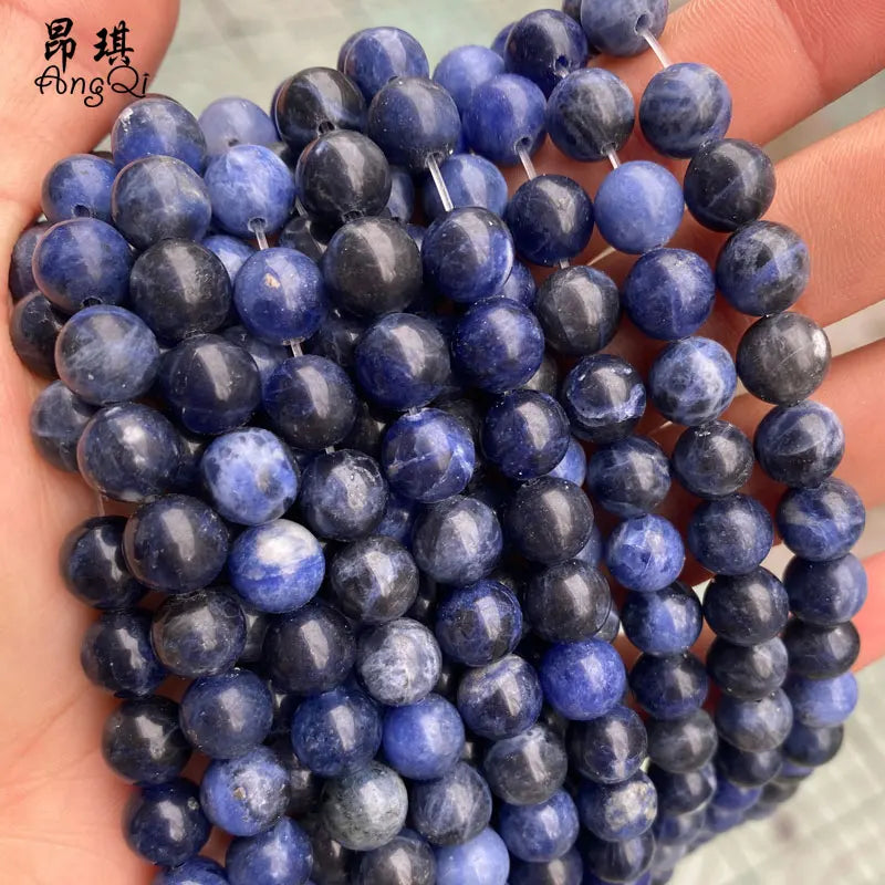 Wholesale Grade a 4/6/8/10/12mm Round Loose Smooth Natural Blue Sodalite Stone Beads for Jewelry Making