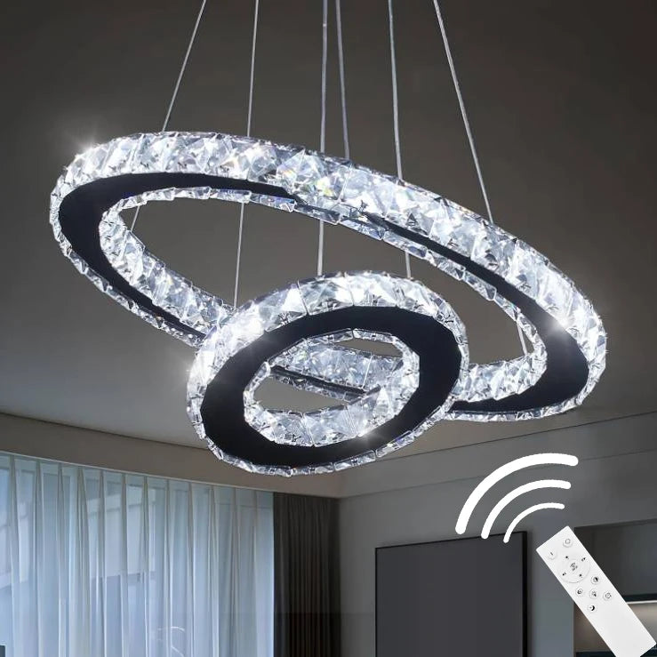 Ring Chandelier Pendant Lights Modern 20cm 40cm Dimmable Wqith Remote Control Crystal Chandelier Ceiling