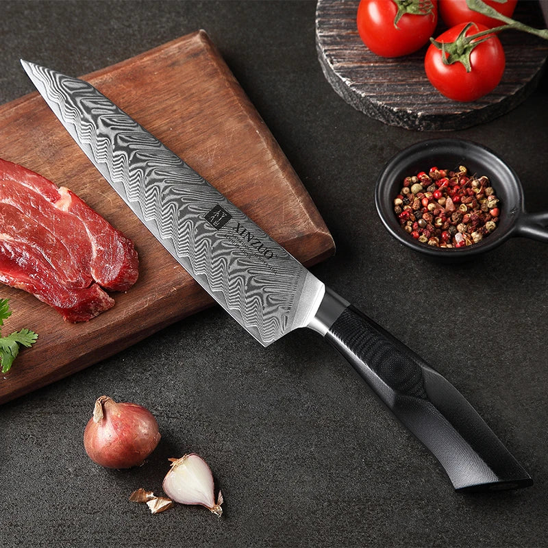 67 Layers Damascus Steel Professional 8 Inch Kitchen Carving Knife With Premium G10 Handle MegaBDM