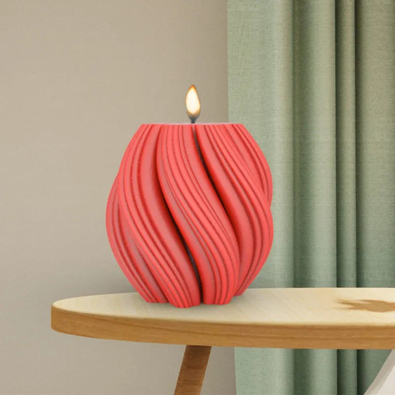 Early Riser Irregular Geometric Wave Rotating Scented Candle Silicone Mold Epoxy Gypsum Fondant Chocolate Home Decor Moulds