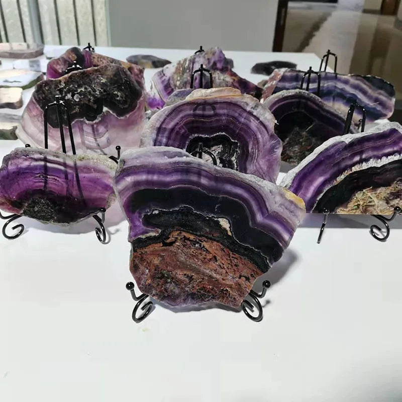 Raw Natural Quartz Colorful Fluorite Stone Slab Crystals Raw rainbow Fluorite Slices for Feng Shui Decoration