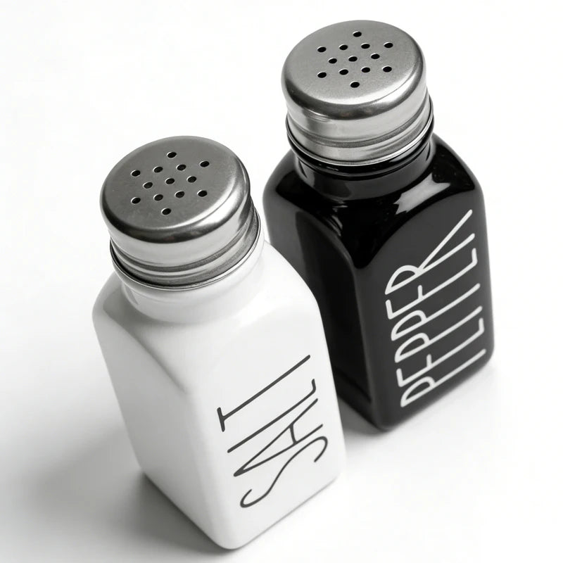 Wholesale Colorful Portable Black and White BBQ Spice Bottles Glass Spice Jar Salt and Pepper Shakers Set