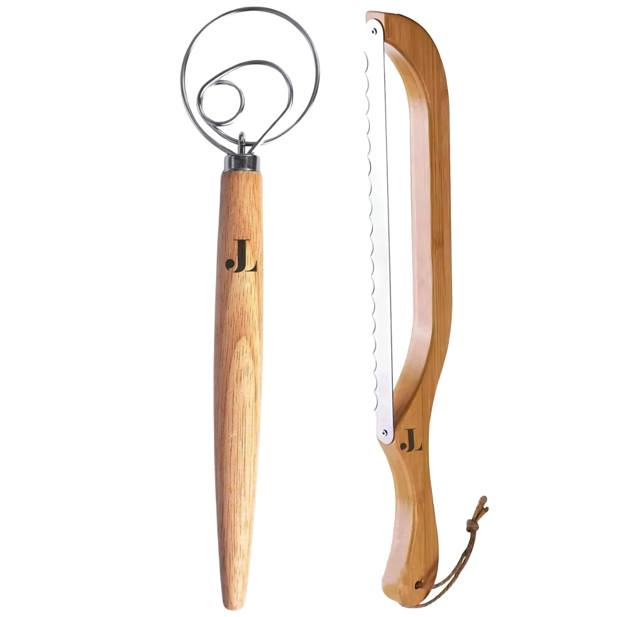 Professional Stainless Steel Serrated Bread Bow Knife Bamboo Wooden Handle Vintage Style Satin Finish Ambidextrous Eco-Friendly
