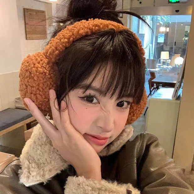 MIO New Fashion Winter Ear Muffs Cute Plush Earmuffs Outdoor Warm Accessories Plain Color Teddy Velvet Earmuffs for Women