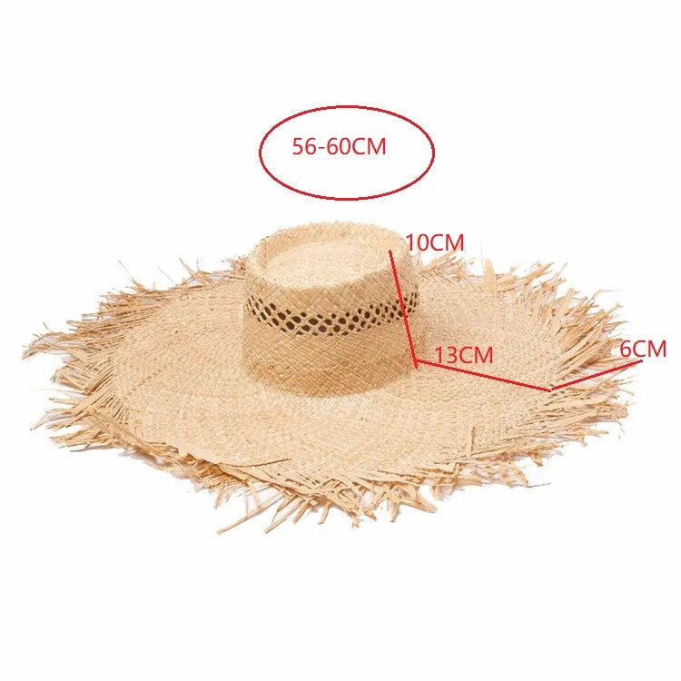 X1024  Wide Brim Summer Sun Hats Custom Sun Sombreros Lady  Raffia Hat  Raffia Straw Cap