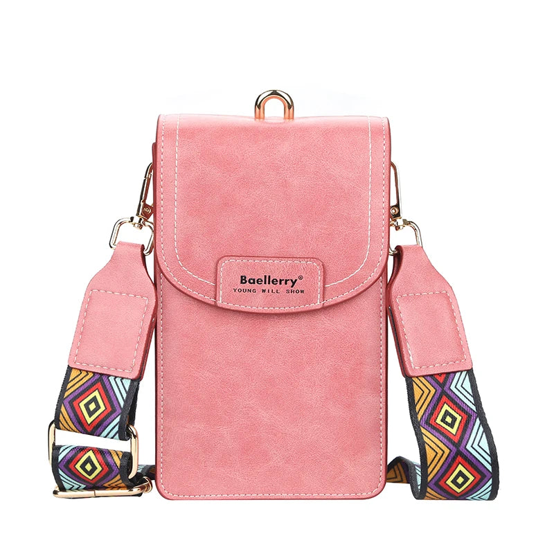 New Women Wallet Pu Leather Shoulder Straps Shoulder Bag Mobile Phone Big Card Holders Wallet Handbag Pockets Girls
