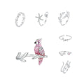 Fashion Sterling Silver Jewelry Rings Fine Jewelry Making Zirconia Pink Cute Animal Leaf Flower Octopus Starfish Cat Cuff Rings