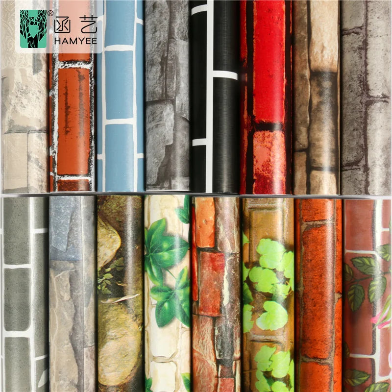 Vintage Textured Brick 3D Wallpaper PVC Self Adhesive Wallpapers for Living Room Bedroom Shop Hotel Background Decoration