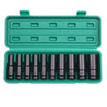 1/2Inch Drive 6 Point Impact Socket Set 10-Piece Metric Sizes 8-24mm High Carbon Steel Hand OEM Hard Case