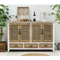 INNOVA HOME 2024 Chinese Rustic Shutter Door Design Solid Wood Furniture Kitchen Dining Room 3 Drawer Storage Cabinet