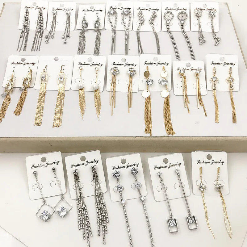 2023 Factory Wholesale Fine Jewelry Mixed Batch Flower Earrings Silver Zircon Stud Earrings Long Tassel Earrings for Women