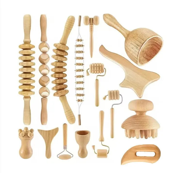 Body Sculpting Wooden Massage Tools Rolling Stick Maderotherapy Colombian Wood Therapy Kit Maderoterapia Wood Therapy Tools Set