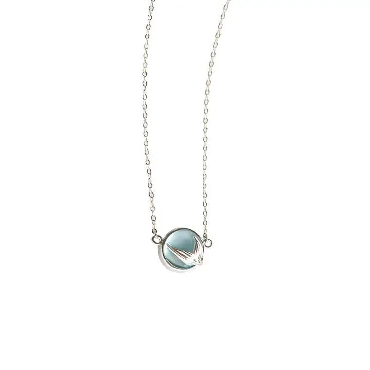 Factory Direct New Arrivals 925 Sterling Silver Blue Fish Tail Necklaces Pendants for Women Hot Fashion Sterling-silver-jewelry