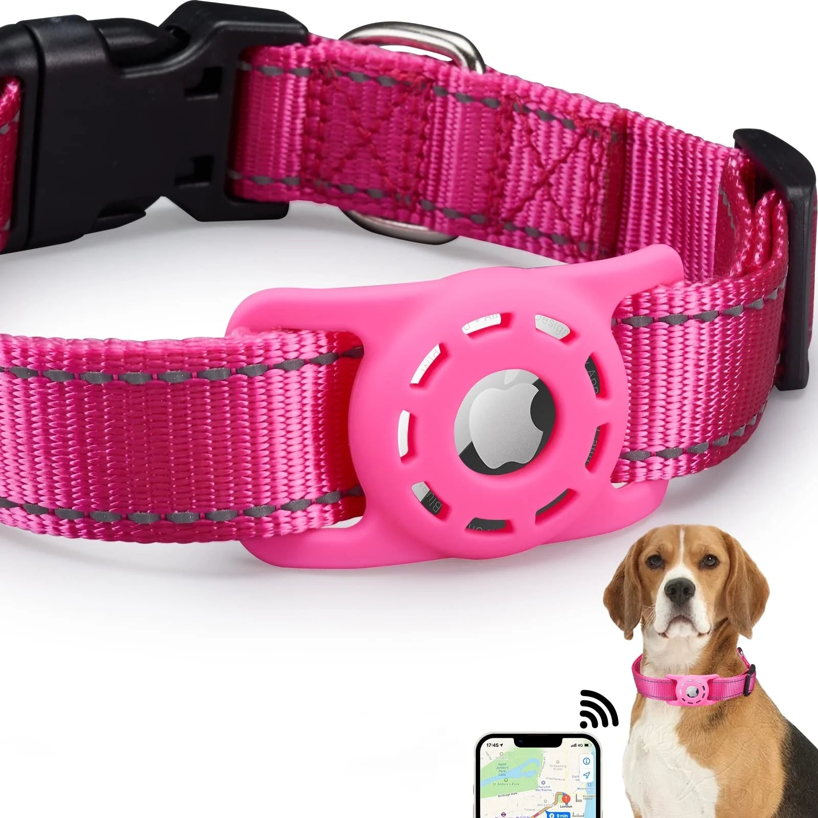 Nylon Pet Cat Puppy Collar with Reflective Air Tag Holder Lace Decoration for Small Medium Large Dogs Print Pattern