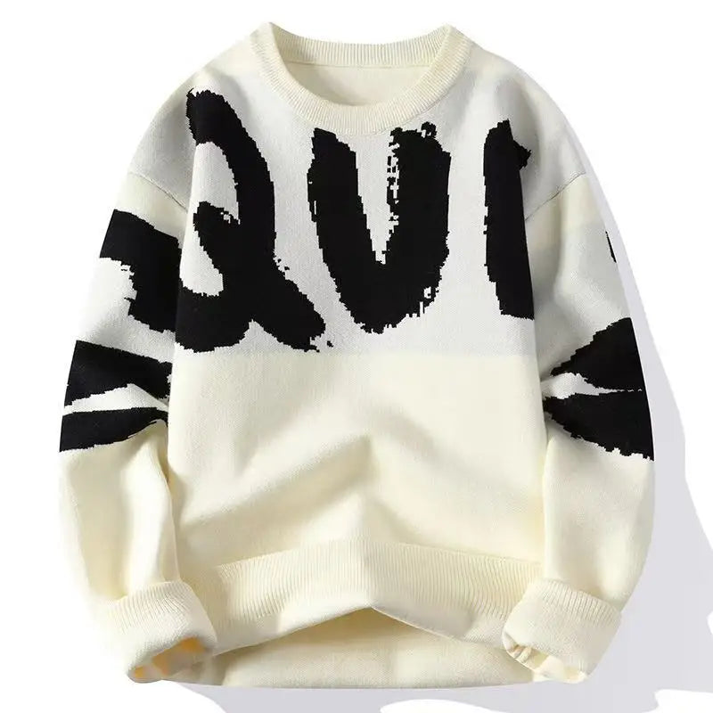 OEM Men's Winter Pullover Jumper with O-Neck Jacquard Knitted Top Anti-Wrinkle Custom LOGO Knitwear with Comfort